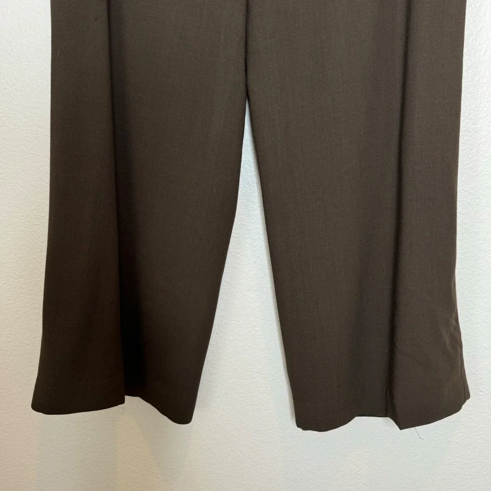TALBOTS Womens Wool Blend Trousers Pants 12P‎ Petites Brown Lined Office Career
